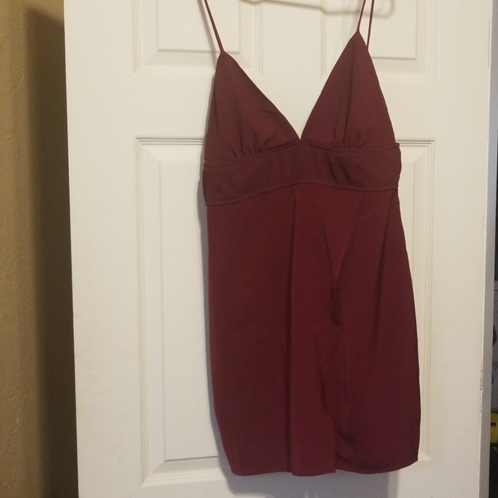 "About Us" maroon mini dress